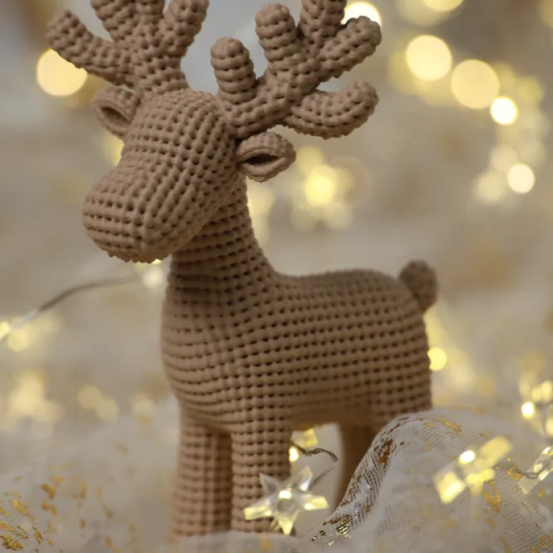 Crochet Christmas Reindeer – Cozy Holiday Decor - 110 mm